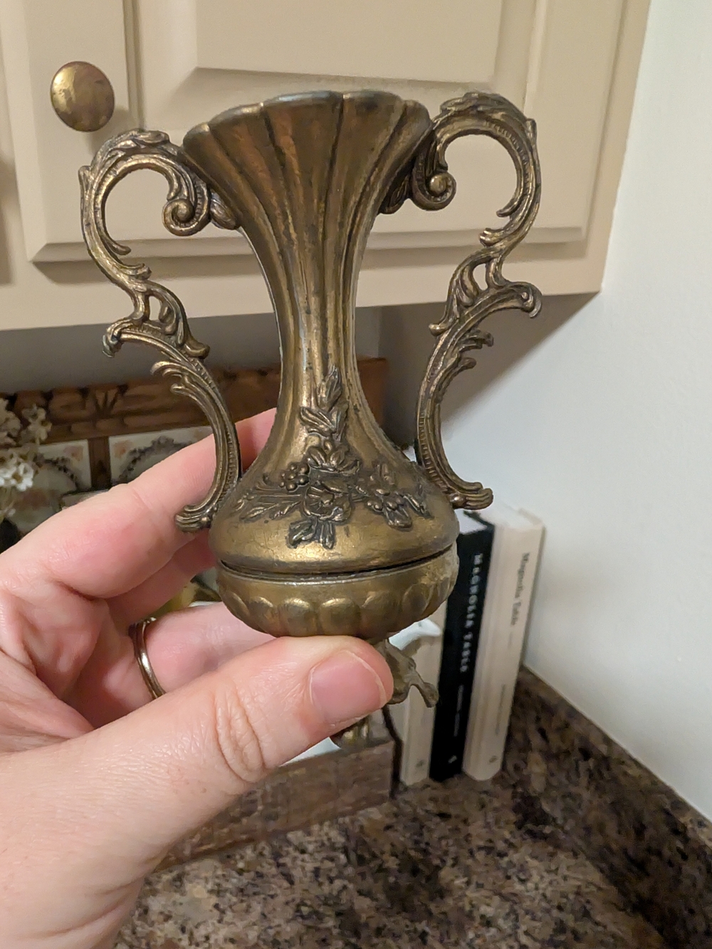 Ornate Brass-Color Decorative Vase - Classic Home Accent